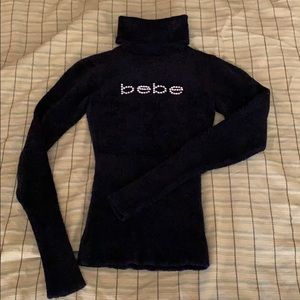 Bebe Turtleneck Sweater w/ Rhinestones